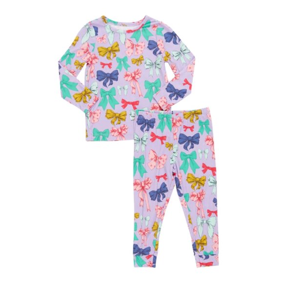 GIRLS Bamboo PJ Set - Bow Party - Picture 1 of 2